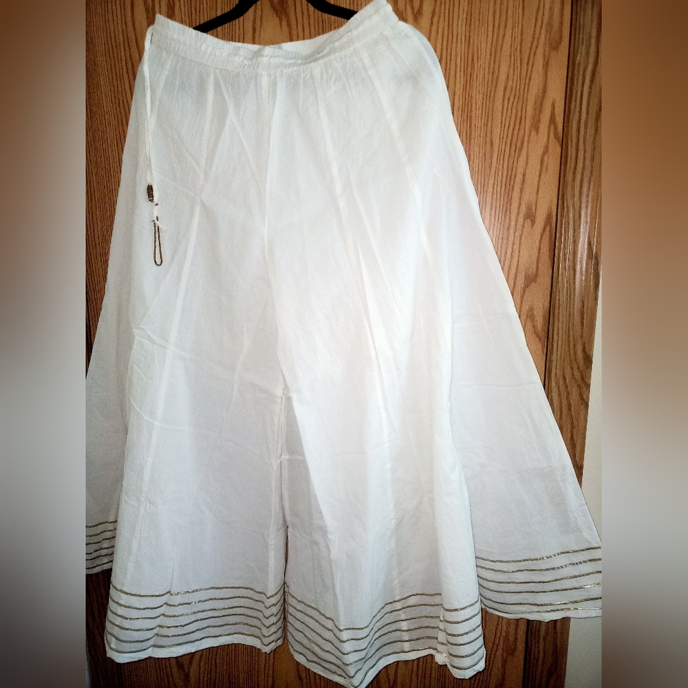 White Flared Cotton Palazzos